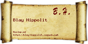 Blay Hippolit névjegykártya